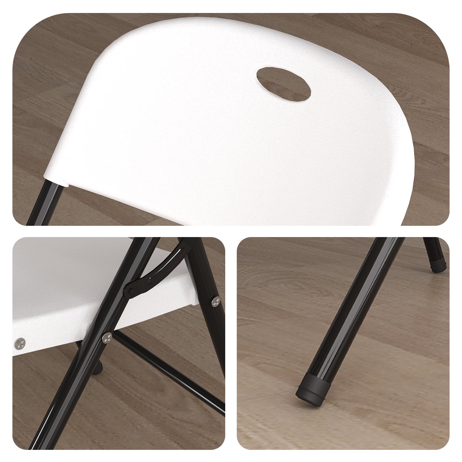 Nazhura 6 Pack 650 Weight Limit Heavy Duty Plastic Folding Chair with Reinforced Steel Frame for Indoor and Outdoor, Wedding, Party, Restaurant, Meeting Room, Patio and Garden