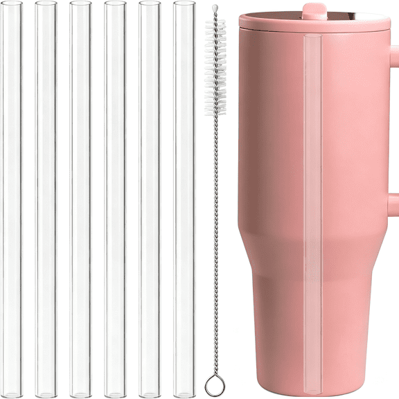 NORIZF 6 Pack Replacement Clear Straw for Traveler 40 Oz|Transparent Straight Drinking Straw,Reusable,Plastic Material,Dishwasher-Safe,Bpa-Free 8Mm Straws