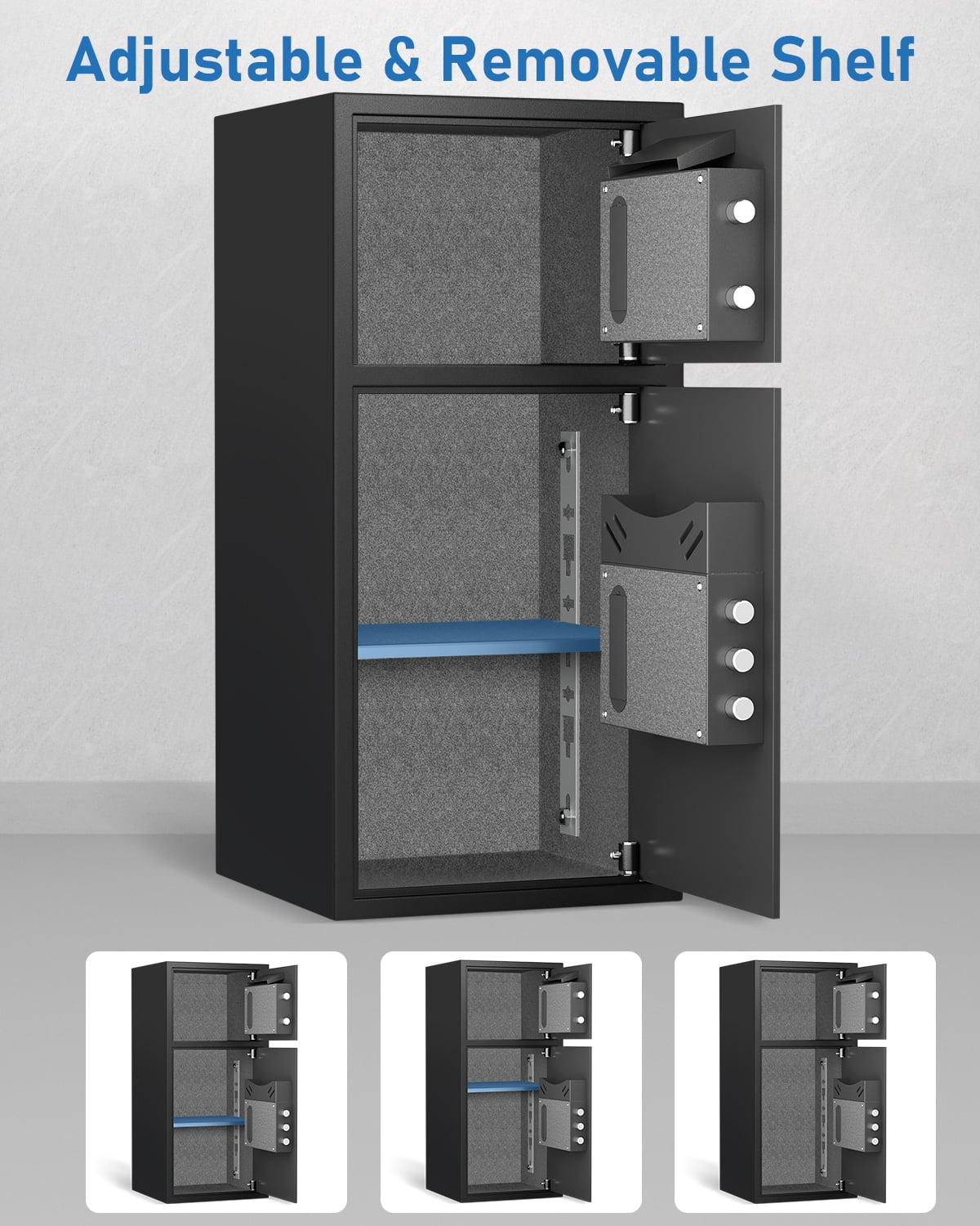 6.0 Cuft Extra Large Home Safe Box Fireproof Waterproof, Fingerprint Safe, Home Security Safes Box with Adjustable Shelf & Deposit Slot, Money Safes with Backlit Keypad & Dual Alarm for Home Office