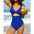 thumbnail image 6 of Charmo Womens V Neck One Piece Swimsuit High Cut Backless Cut Out Bathing Suits Swimwear, 6 of 7