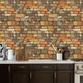 thumbnail image 2 of Marble StonePeel and Stick Wallpaper 17.7in x 9.8ft Textured Brick Wall Warm Earthy Tones Contact Paper Vinyl Waterproof Self Adhesive Wall Paper for Bedroom Shelf Cabinet Renter Friendly, 2 of 8