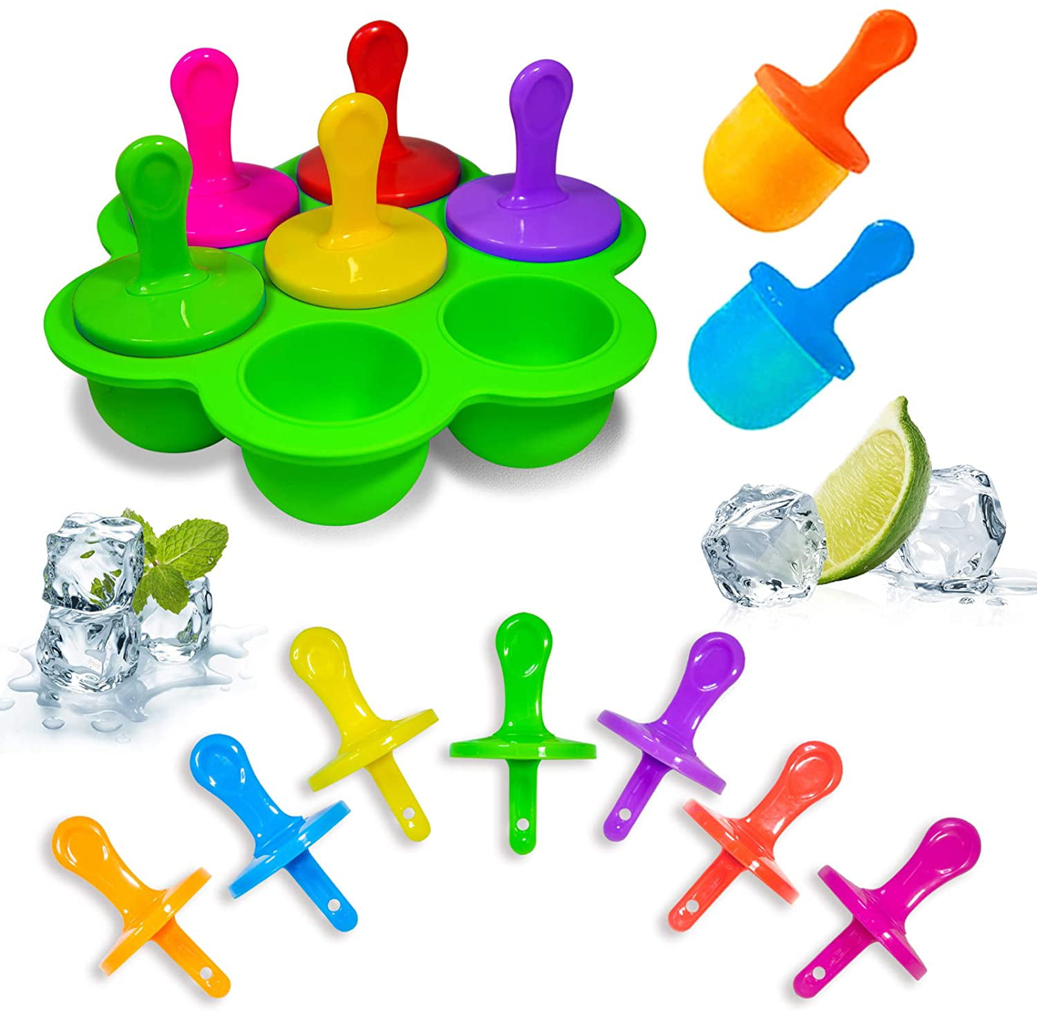 Mini Silicone Popsicle Mold with 7-Cavity DIY Non-Stick Ice Pop Molds ...