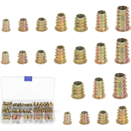 

125pcs Zinc Alloy Hex Socket Screw Nuts Threaded Inserts Nut Tool Assortment Kit for Wood Furniture