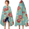 thumbnail image 3 of Pioneer Flower Floral Print Pattern Hooded Bath Towel，60"x35" for Ages 3 To 12 Kids, Quick Dry Lightweight Soft Microfiber Hood Beach Towel Cover Up for Kids, 3 of 7