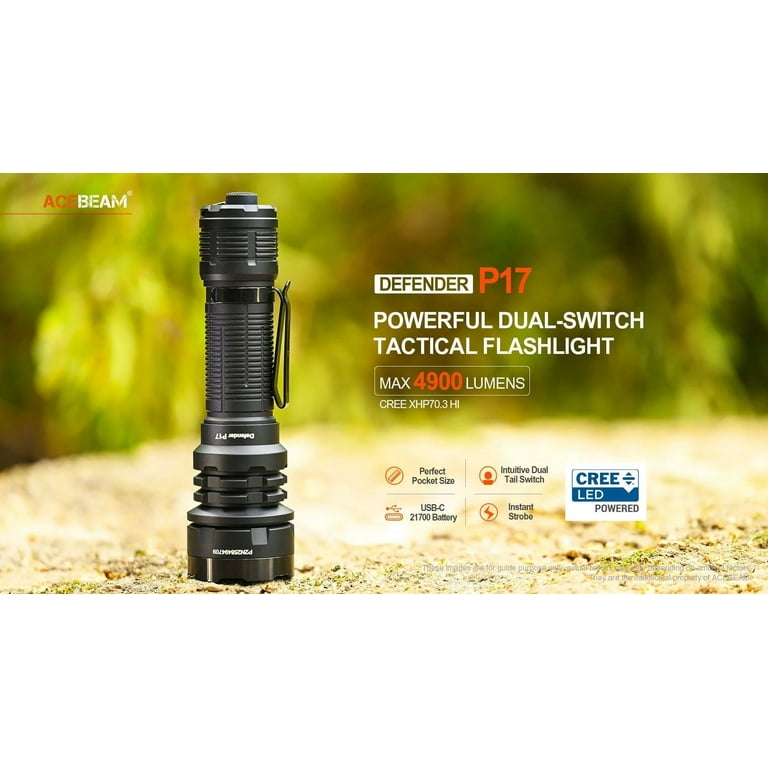 Acebeam Defender P17 LED Flashlight, Li-Ion Battery, 4900 Lumen