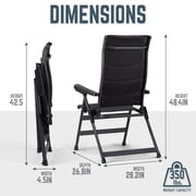 Timber Ridge RIVA™ Luxe Reclining Mesh Camping Chair, Folding Outdoor Chair with 7-Position Adjustable Back, Obsidian Peak