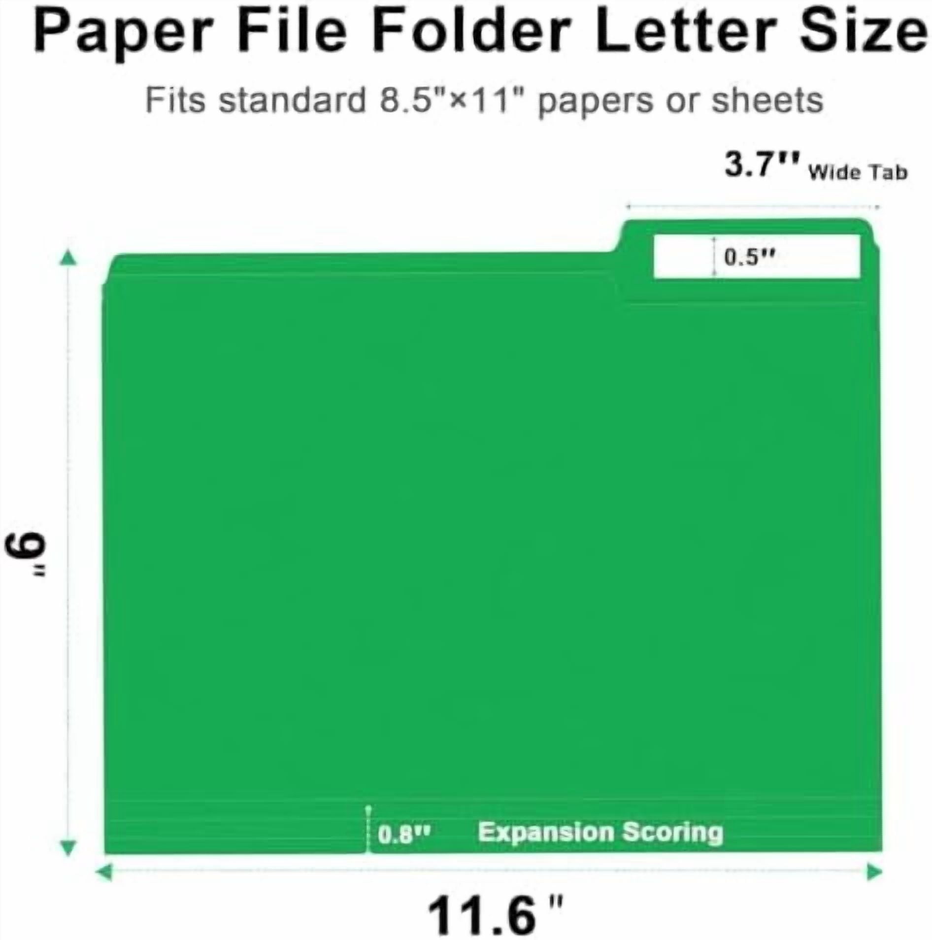 File Folder,  150 Pack 1/3 Cut Tab File Folders Letter Size, Creen, Colored Folders with Tab Great for Organizing and Easy File Storage