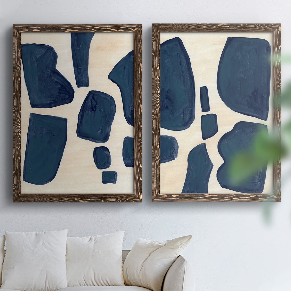 Blue Pieces I - Premium Framed Canvas 2 Piece Set - Ready to Hang