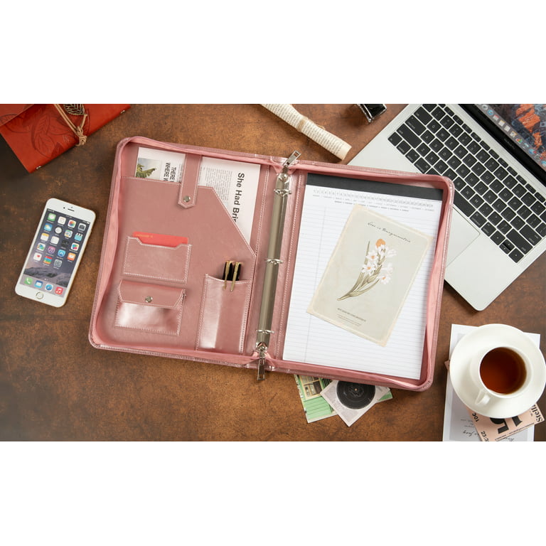 Geslun Vegan Leather Portfolio with A4 Notepad Holder 13.3” Laptop