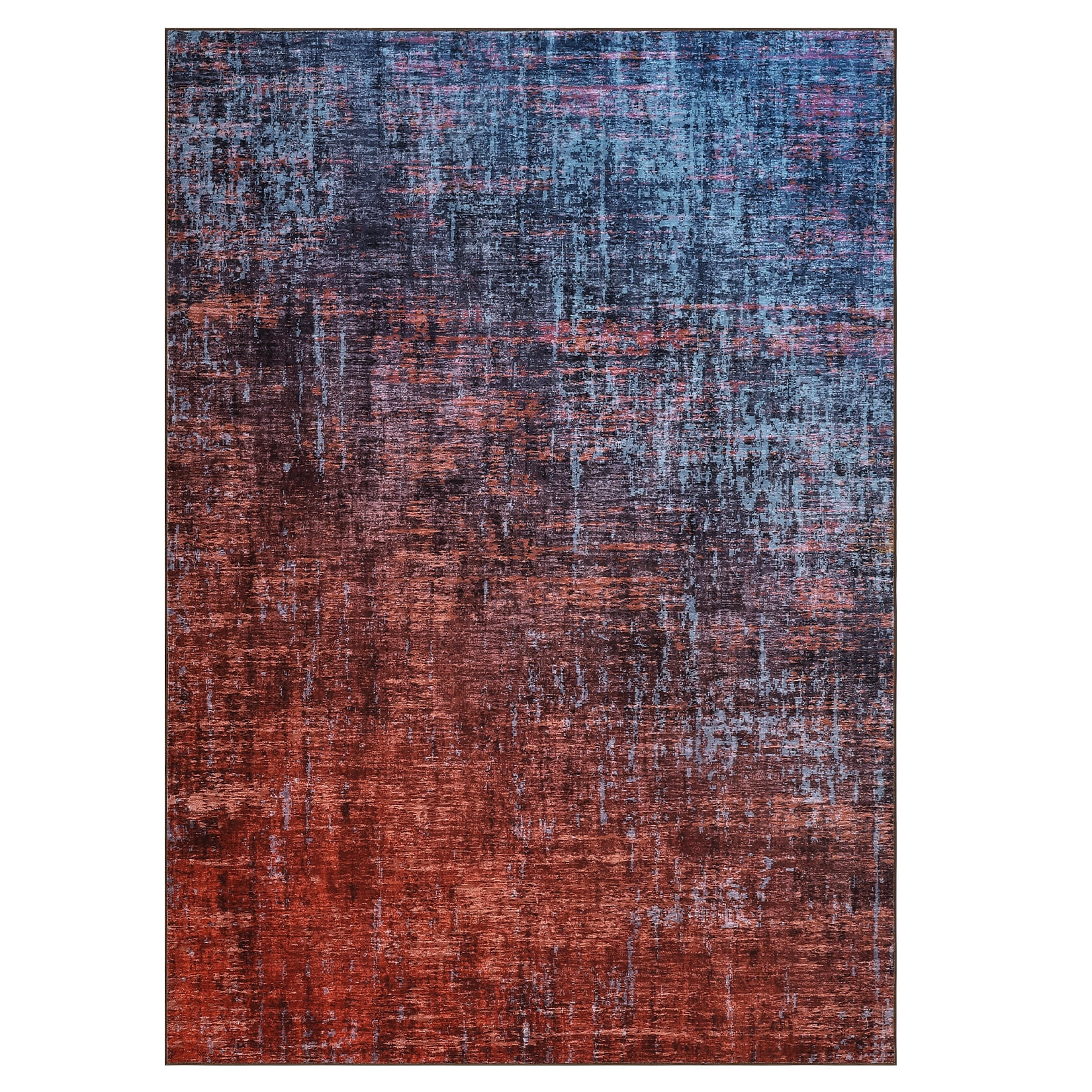 GlowSol 5'x7' Modern Abstract Area Rug Non Slip Low Pile Soft Accent Rugs Washable Rug for Home Office Dorm, Red Blue