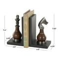 thumbnail image 3 of DecMode 4" Chess Black Aluminum Metal Bookends with Aluminum Accents (Set of 2), 3 of 8