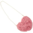 thumbnail image 3 of 1PC Crossbody Bag with Chain Plush Peach Heart Shape Bag Chain Messenger Bag Stylish Women Shoulder Bag Portable Women Shoulder Bag for Women Lady Use Rubber Red, 3 of 9