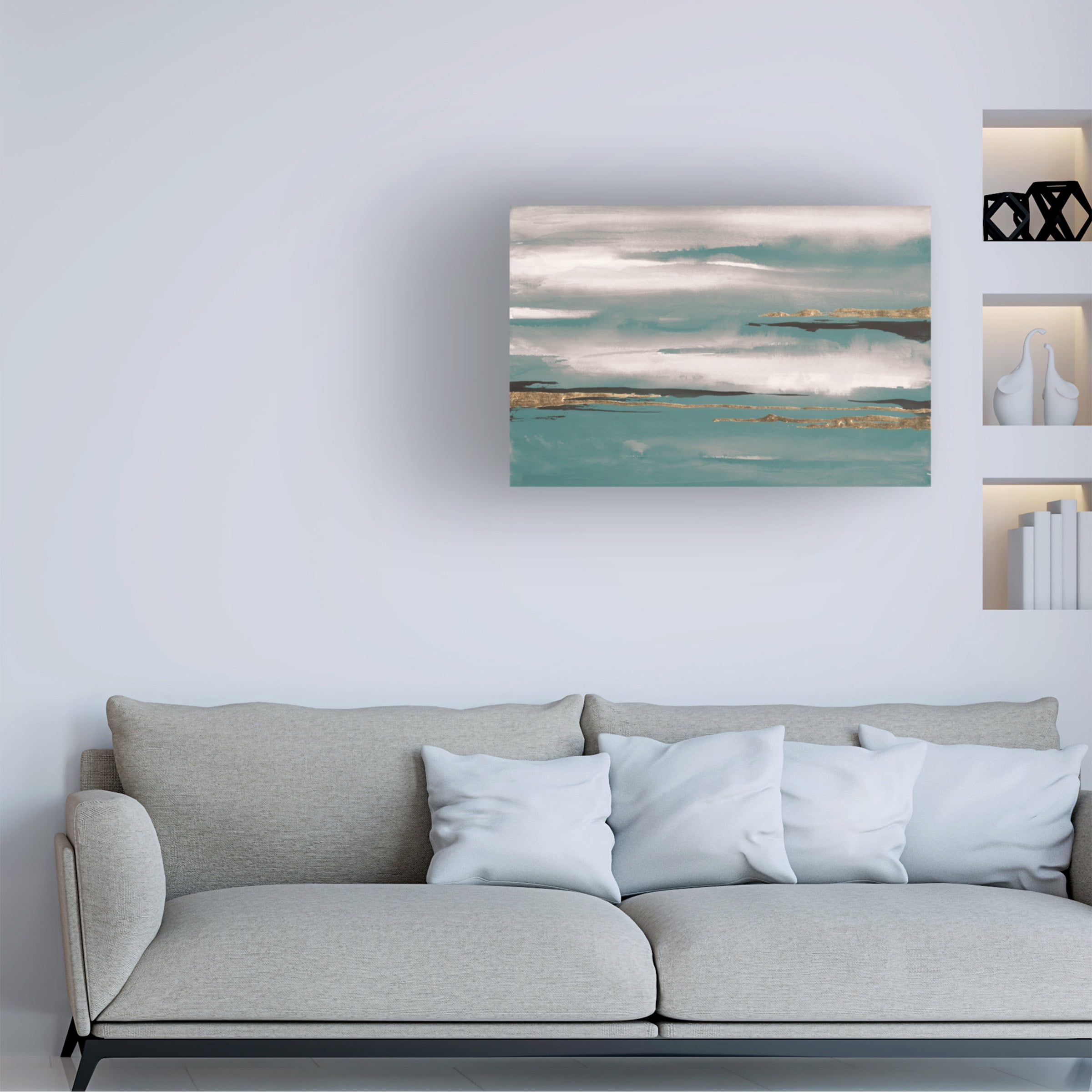 Trademark Fine Art 'Gilded Storm I Teal Grey' Canvas Art by Chris Paschke