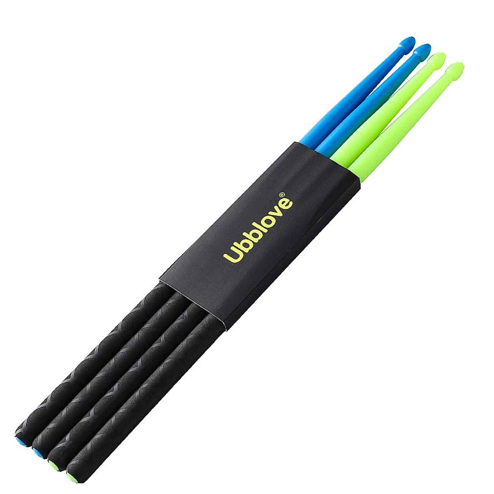Blue and Green 2 Pairs Drumsticks for Drum Light Durable Plastic 5A Drum Sticks for Kids Adults Musical Instrument Percussion Accessories