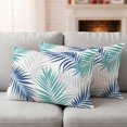 thumbnail image 2 of Lumbar Pillow Covers 20x12 Inch Set of 2, Palm Leaves Waterproof Outdoor Pillow Covers, Modern Simple Tropical Plants Teal Navy Blue Decorative Cushion Pillowcases for Couch, Sofa, Bed, Garden, Patio, 2 of 9