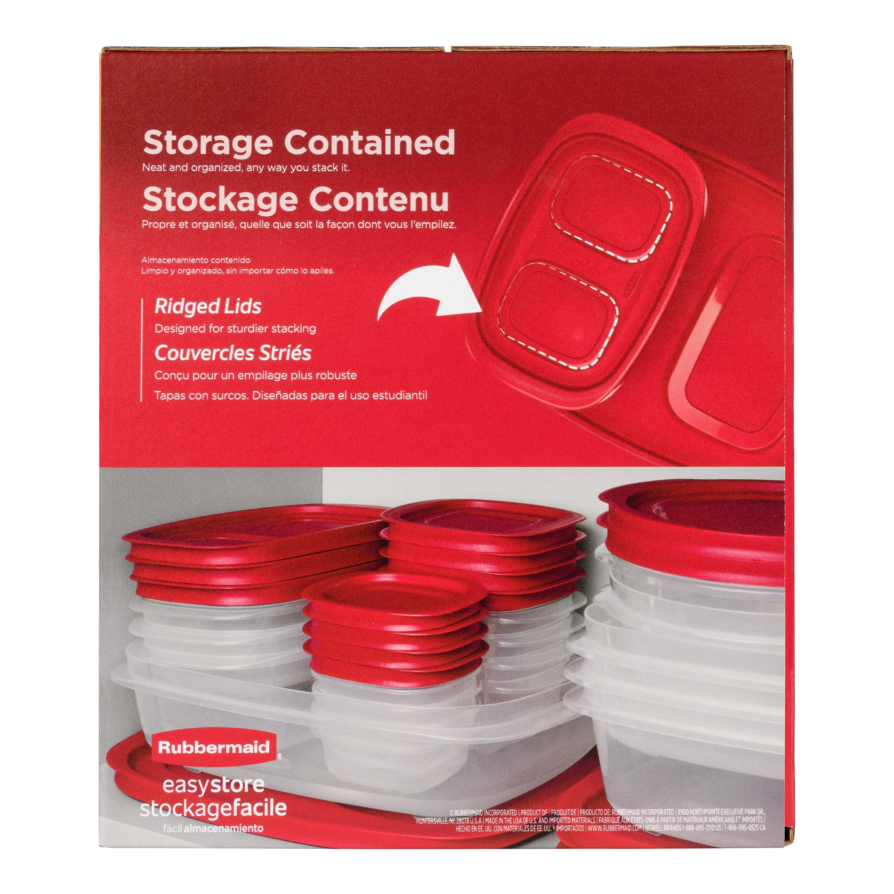 Rubbermaid EasyStore Rectangle, Square, and Round Food Storage Containers with Lids, 32-Piece Set