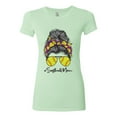 thumbnail image 3 of Messy Bun Softball Mom Life Game Day Vibes Sports Lover | Mother's Day Sports Womens Slim Fit Junior Tee, Mint, L, 3 of 5