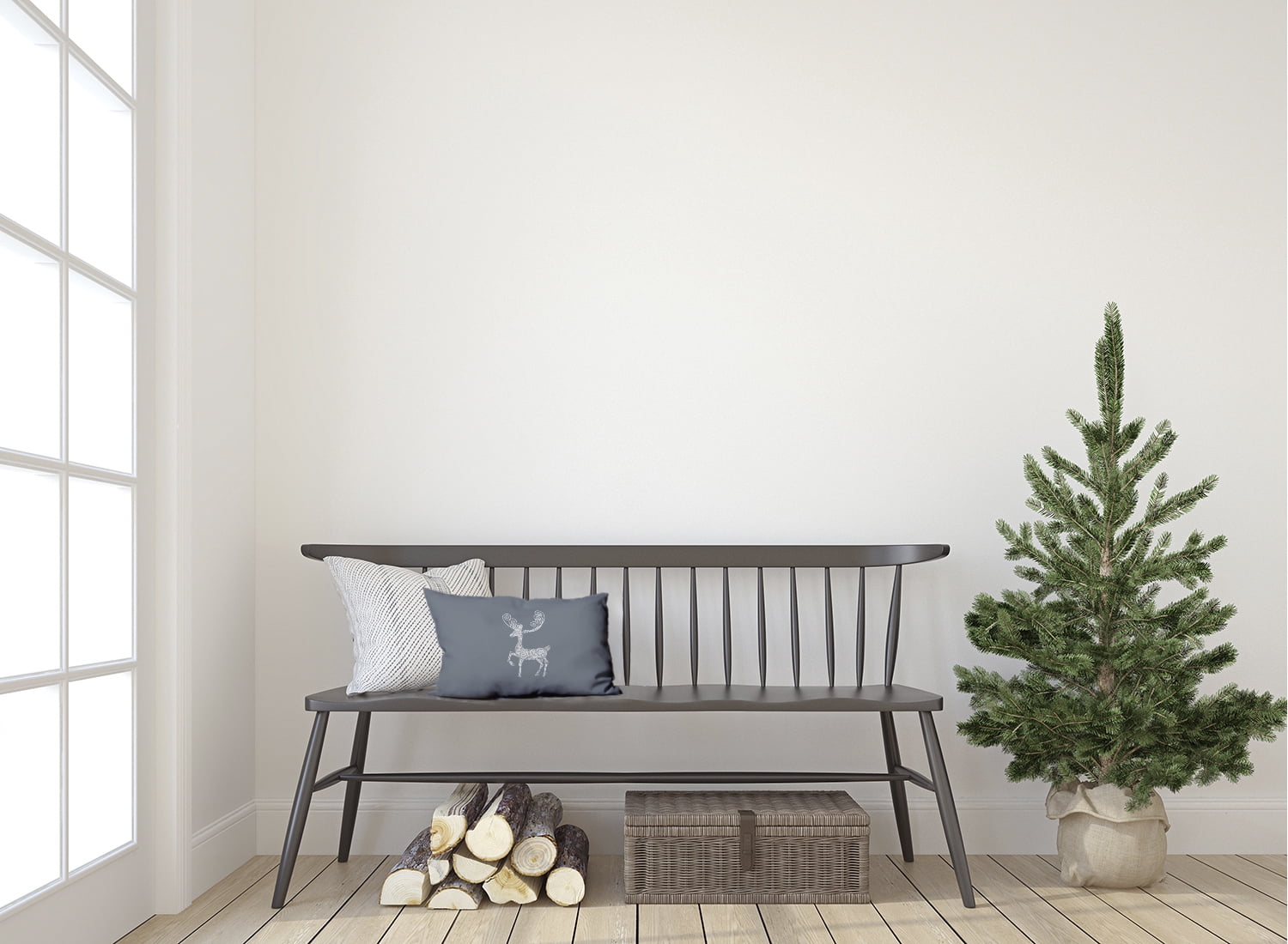 20" x 14" Simply Daisy Fancy Holiday Reindeer Polyester Accent Pillow, Dusty Grey (1 Count)