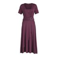 thumbnail image 2 of Gupgi Women's Pure Color Flimsy Dress, Knee Length Dress with Irregular Hem, 2 of 7