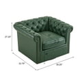 thumbnail image 3 of Bentar Chesterfield Swivel Club Chair with Button-Tufted Faux Leather, Nailhead Trim, Scrolled Arms, 360° Rotation, Green, 3 of 8