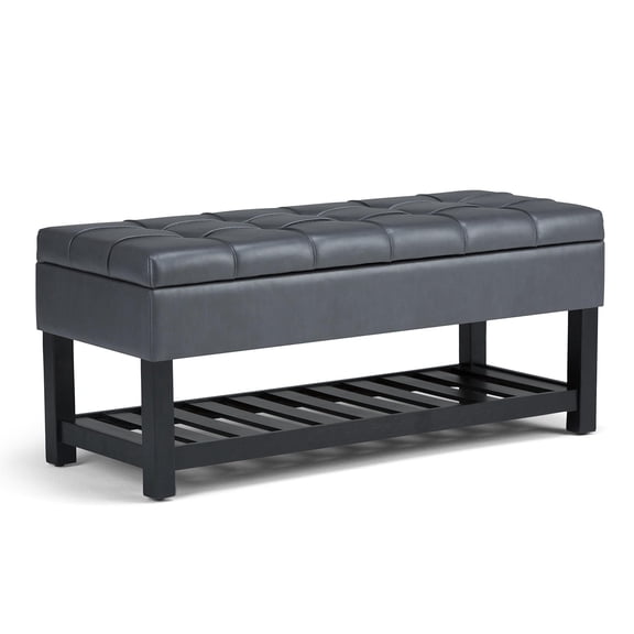 Trent Home 44" Transitional Rectangle Ottoman Bench in Stone Gray Faux Leather