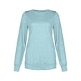 thumbnail image 4 of Frontwalk Ladies Sweatshirt Long Sleeve Pullover Crew Neck T-shirt Sport Round Collar Tops Solid Color Sky Blue 5XL, 4 of 9