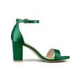 thumbnail image 3 of BLISSFUL STEP Women's Shoes Ankle Strap Buckle Block Heel Sandals Dark Green 9, 3 of 7