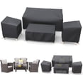 thumbnail image 2 of Housses de Meubles de Patio d'Extérieur Imperméables Ensemble de 4 Pcs pour Chaises 32 Po, Causeuse 56 Po, Table Basse 45 Po, Robuste 600D, Gris, 2 of 7