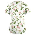 thumbnail image 4 of Plus Size Scrubs for Women Stretch,V-Neck Scrub Tops with Floral Print - 2-Pocket Stretchy Scrubs with Convertible V-Neck - Light pink - XL, 4 of 4