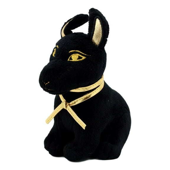 Ebros Small Black & Gold Egyptian Anubis Dog Plush Toy Soft Doll God Of Afterlife Jackal Collectible 6"H
