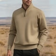 thumbnail image 2 of Miluxas Men's Quarter Zip Up Pullover Mock Neck Sweatshirts Warm Midweight Long Sleeve Shirt Coffee XL(XL), 2 of 9