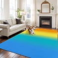 thumbnail image 3 of Rainbow Gradient Washable Living Room Rugs 6'x9', Abstract Blue Green Yellow Ombre Minimalist Low Pile Throw Large Area Rug Non-Slip Sturdy Edge Binding Carpet for Dining Room Kitchen Office, 3 of 9