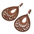 thumbnail image 1 of Pendientes bohemios de Madera perfecl para mujer color café, 1 of 8
