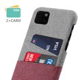 thumbnail image 2 of iPhone 11 6.1 Inch PC Wallet Case - Built-in Metal Plate for Magnetic Mounting & 2 Credit Card Holders: Slim Canvas Style Synthetic Leather (red), 2 of 4