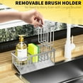 thumbnail image 5 of Cisily Sink Caddy Sponge Holder for Kitchen, 304 Stainless Steel Rustproof, Kitchen Sink Caddy with High Brush Holder, Dish Sponge Organizer with Divider(Silver), 5 of 5