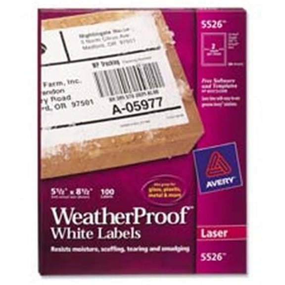 Avery Consumer Products  Weatherproof Mailing Labels- 2in.x4in.- White