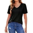 thumbnail image 4 of Fantaslook Blouses for Women Dressy Casual V Neck Pleated Tunic Tops Summer Short Sleeve Boho Shirts, 4 of 9