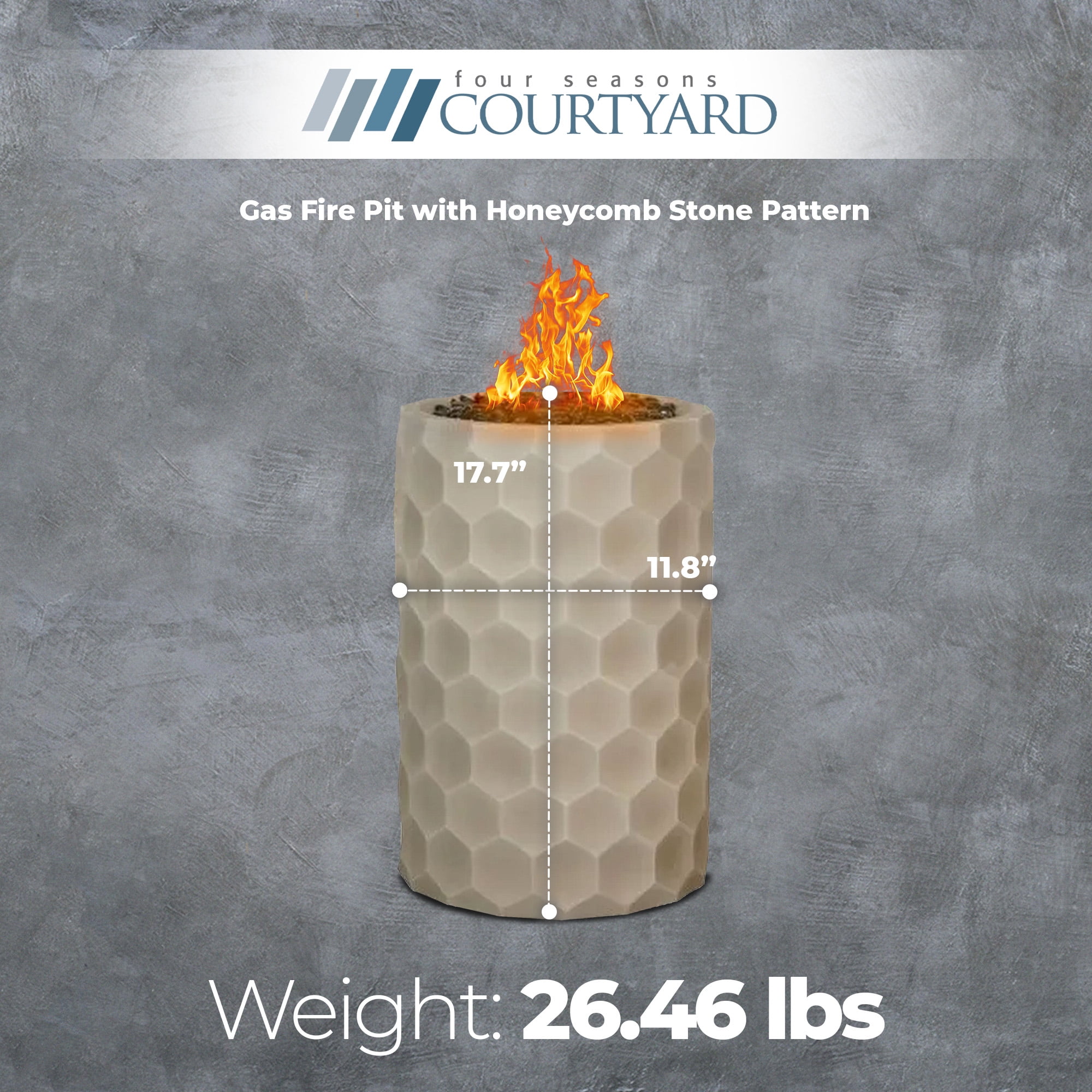 Four Seasons Courtyard Outdoor Gas Fire Pit with Honeycomb Stone Pattern