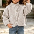 thumbnail image 4 of Samdudou Toddler Girls Fleece Jackets Fuzzy Sherpa Coats Button Down Fall Winter Warm Outerwear Kids Plush Stand Collar Layering Clothes Size 6M-3 Years, 4 of 7