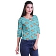thumbnail image 2 of Moomaya Printed Keyhole Neck Ring Top Casual 3/4th Sleeve Tees Tank Tunic Top, 2 of 5