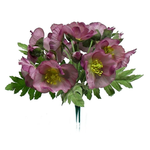 Purple Poppy with Frosted Leaves 11in Artificial Polysilk Faux Fake Flower Bush for Craft Home Garden Outdoor Bouquet Arrangement Ceremony Wedding Arch Floral Wall Aisle Decor (Lavender, Set of 2)