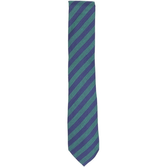 Altea Milano Men's Green / Navy Silk and Linen Diagonal Stripe Necktie - One Size