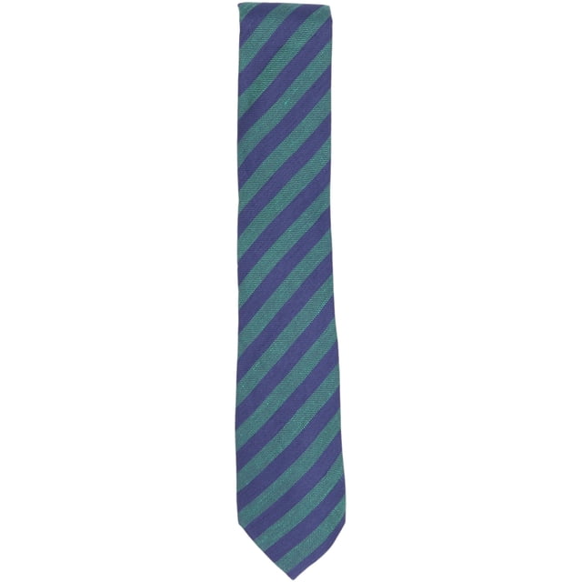 Altea Milano Men's Green / Navy Silk and Linen Diagonal Stripe Necktie - One Size