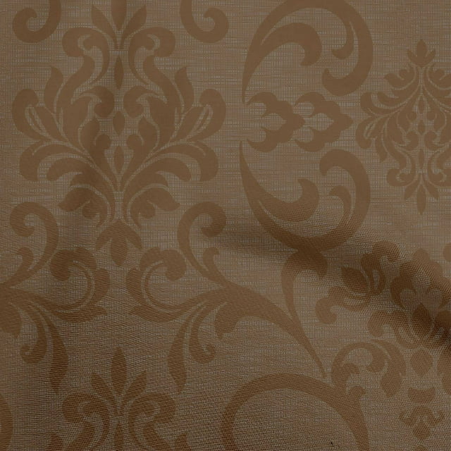 oneOone Polyester Spandex Brown Fabric Damask Craft Projects Decor Fabric Printed By The Yard 56 Inch Wide
