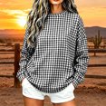 thumbnail image 2 of Byworldtasic Women's Gingham Print Crewneck Sweatshirt Casual Long Sleeve Oversized Top Loose Fit Pullover Top, 2 of 6
