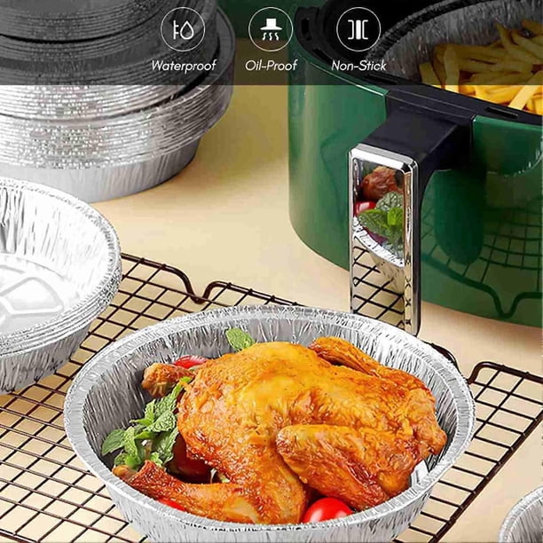 20 Pack 6" Disposable Aluminum Foil Plates, Round Aluminum Pie Pans for Air Fryers, Baking, Storing and Roasting