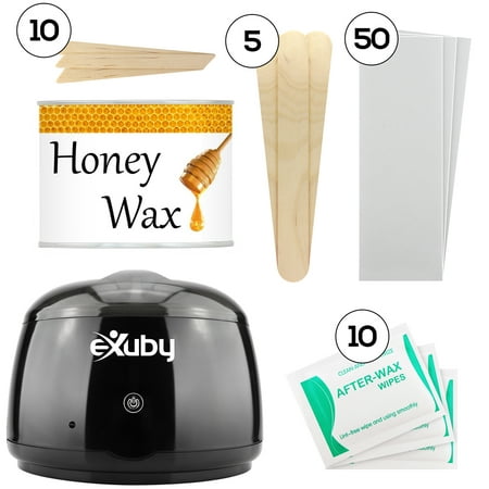 eXuby Waxing for Men - Best Wax Warmer Kit for Hair Removal – Includes: 1 Pound Honey Wax, 50 Wax Strips, 15 Wax Sticks, 10 Wax Wipes - Hard Wax Is Better Than Wax