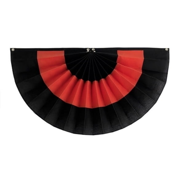 Halloween Cotton Pleated Fan - Black/Orange/Black - 24" x 48"