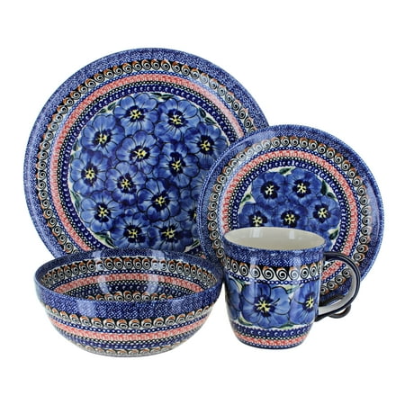 

Blue Rose Polish Pottery Blue Art 4 Piece Place Setting - Service for 1