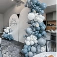 thumbnail image 4 of Dusty Blue Balloons Arch Kit, 134 Pcs Muted Light Baby Slate Blue and White Balloon Garland mit 18 Inch Pale Clear Balloon *5, Long Balloon as Bow Decor, 4 of 7